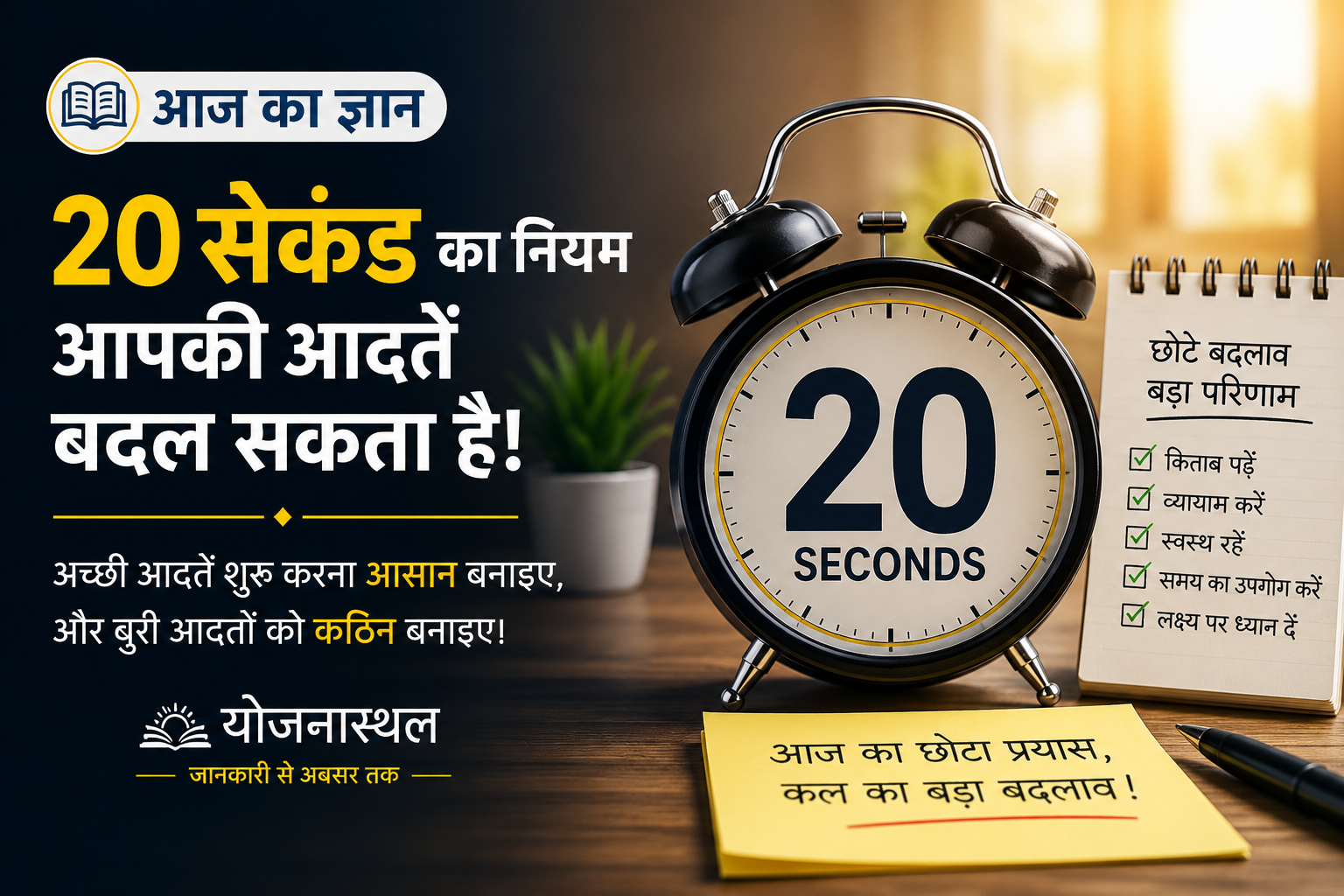 आज का ज्ञान: 20 सेकंड का नियम क्या है और यह आपकी आदतें कैसे बदल सकता है?
