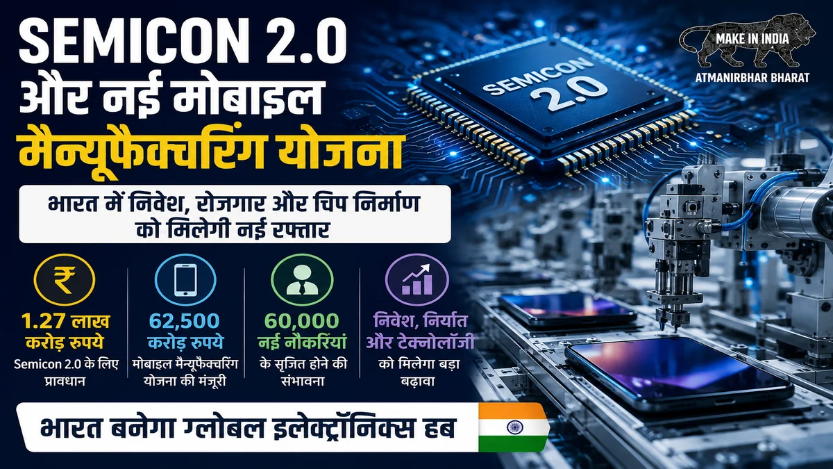 Semicon 2.0 और नई मोबाइल मैन्युफैक्चरिंग योजना: भारत में निवेश, रोजगार और चिप निर्माण को मिलेगी नई रफ्तार